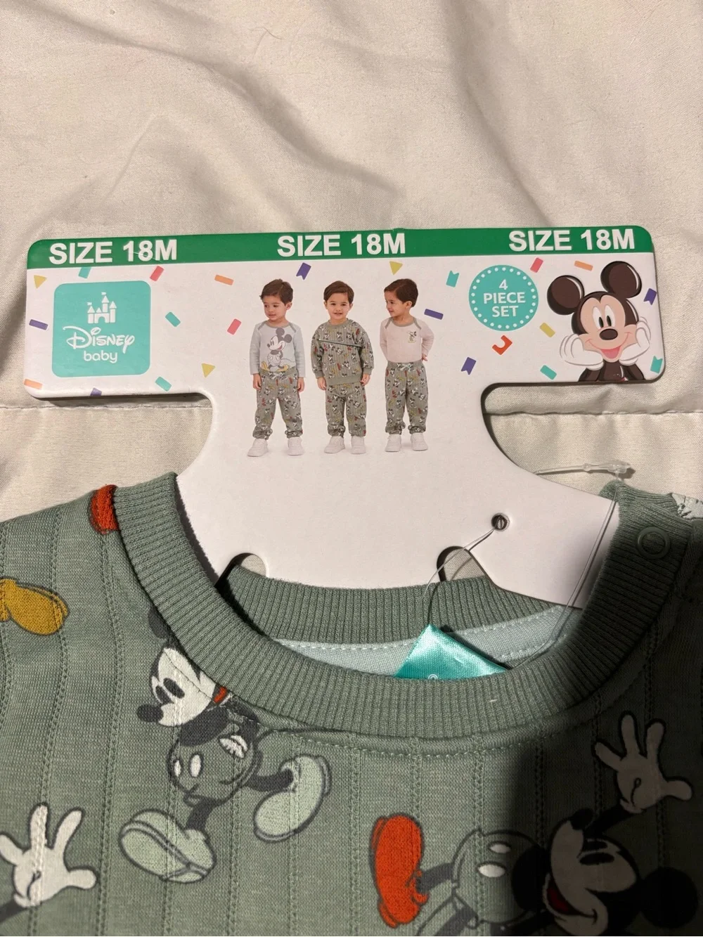 Disney Mickey Mouse Green and Cream Kids Joggers Set - 3 Styles